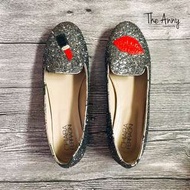 ✨歡迎驗貨保證真品✨8成新 CHIARA FERRAGNI SLIPPERS 鐵灰 亮片娃娃鞋 口紅 嘴唇 9號