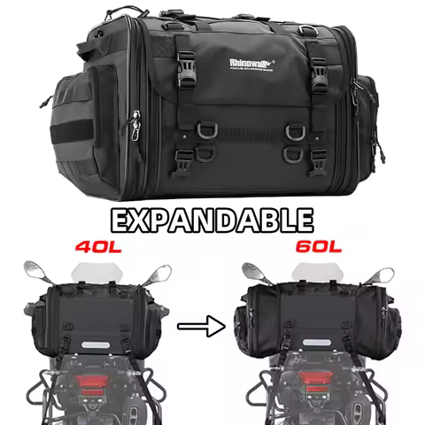 40-60L Expandable Universal Motorcycle Back Seat Bag Waterproof Tail Bag Motorbike Scooter Travel Cy