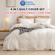 Premium Cadar Fitted Bedsheet Set Single 3 in 1 / Queen King Size 5 in 1 With Duvet Quilt Cover Qual