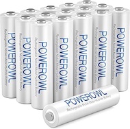 Battery AAA POWEROWL Micro AAA Battery NI-MH Pack of 16 AAA Batteries Rechargeable 1.2 V Rechargeabl
