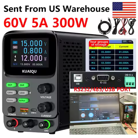 KUAIQU 5 Digit Programmable DC Power Supply With USB RS232 RS485 PC Remote Control Bench Power Suppl