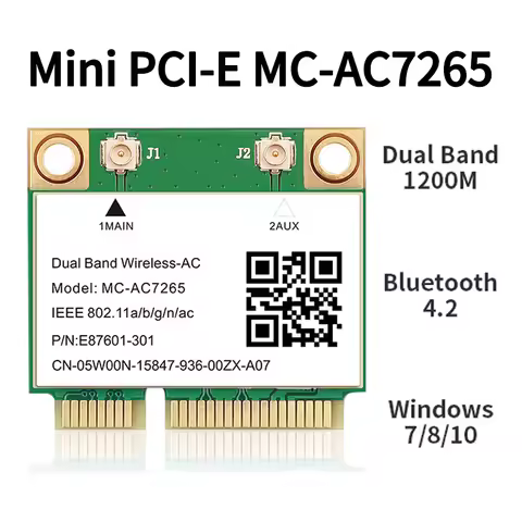 1200Mbps Bluetooth 4.2 Half Mini PCI-E Wifi Card MC-AC7265 Wireless 802.11ac 2.4G 5Ghz For Laptop Wi