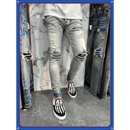 G&MN กางเกงยีนส์ขายาว Amiri เข่าลาย  ร้านโอม