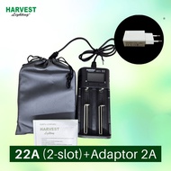 charger battery fast charging harvest lighting alat cas baterai 18650 - 2 slot+adaptor