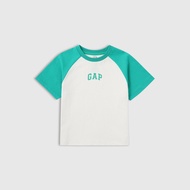 เสื้อยืดแขนสั้นผ้าฝ้ายแท้ Gap สำหรับเด็กชายและเด็กหญิง ฤดูใบไม้ผลิ 2025 ทรงเข้ารูป สีบล็อก คอกลม เสื