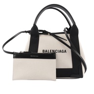 【Balenciaga 巴黎世家】NAVY CABAS帆布二用包/子母包_XS(米白/黑)/ 平行輸入