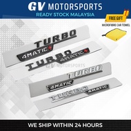READY STOCK 2 Pieces TURBO 4MATIC 4MATIC+ ABS Flat Letter Logo Car Auto Emblem Badge Sticker Decal F