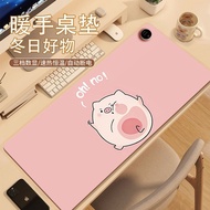 Cute Piggy Heating Mouse Pad Heating Desk Pad Office Desk Pad Hand Warmer Electric Heating Desk Pad 