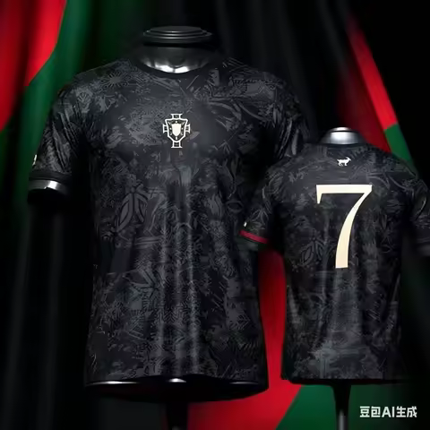AI-generated Ronaldo 7 Jersey Men's T-Shirt Soccer Parent-child Outfit Breathable Quick-drying Footb