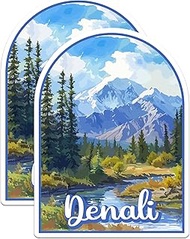 (2 Pack) Denali National Park Bumper Sticker - US National Park - Choose from 63 Parks - 5" On Longe