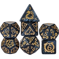 DND Dice Set - 7 Polyhedral Role Playing Dice with Gold Dragon Design, Acrylic D&D Dice Perfect for 