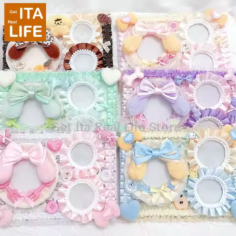 Italife Ita Bag Anime Badge Holder Set Colorful Decoration Kawaii Candy Fluffy Bunny Ribbon Lace Ita
