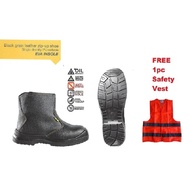 Safety Shoes, Zip-Up Safety Shoes Black Grain Leather Zip-Up Safety Shoes BB03838, PU Outsole, EVA I