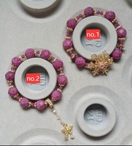 配飾類: 自創款 #12.3mm 緬甸無燒切面紅寶石/粉雪花/蝴蝶吊飾手鏈(S250221-1)