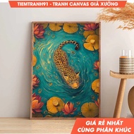 Wall painting, Swimming Leopard Poster Bathroom Decor Toilet Wall Maximalist Art Eclectic Bathroom.