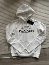 全新 英國 JW Jack Wills White 白色 黑色 黑色字 Black & White 刺繡 Logo Pullover Hooded Hoodie Jacket 女裝 連帽 衛衣 套頭 