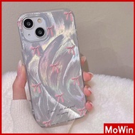 Mowin - For iPhone 11 15 Pro Max iPhone Case Silver Feather Luxury Holographic Laser Clear Case Soft TPU Bow Tie Compatible with iPhone 14 13 Pro max 12 Pro Max 11 XR XS 7 8Plus