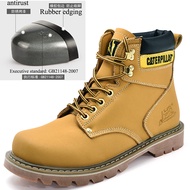 Caterpillar mens safety shoes steel toe anti smashing solid soft toe work shoes couple cowhide class