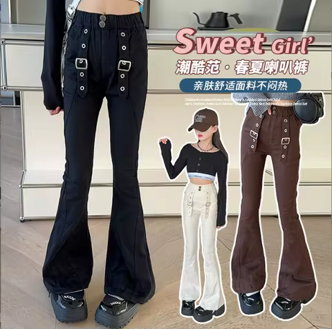 2024 new wholesale girls denim flare pants fashion autumn girls jean pants 5-12t F899
