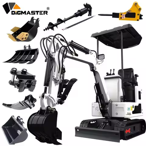 DigMight 1.2 Ton Mini Excavator, 13.5HP B&S Gasoline Engine, Hydraulic Thumb, Compatible with Multip