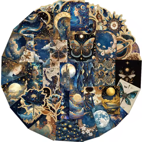 50PCS Golden Cosmic Vortex Sticker DIY Decorative Suitcases Laptops Mobile Phones Diaries Skateboard