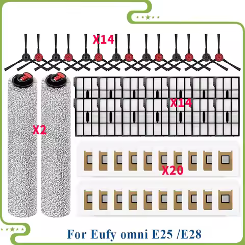Compatible For ( Eufy Omni E25 / E28 ) Vacuum Parts Roller Mop Cloth Side Brush Filter Dust Bag Repl