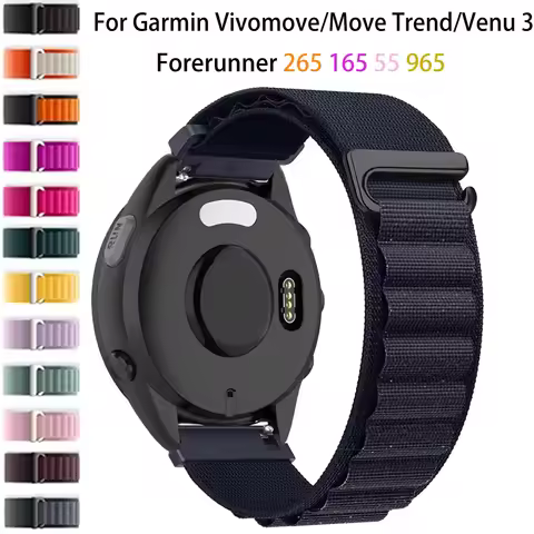 20mm 22mm Alpine Loop Nylon Strap For Garmin Forerunner 55 265 165 965 Venu 3 Bracelet Wristband Gar