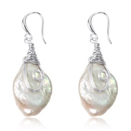 25-30mm Freshwater Baroque Keshi Pearl Dangle Drop Earrings For Women