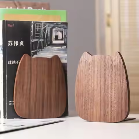 M5TB Table Magazines Holder Wooden Bookend Anti-slip for Shelf 4.5''L x 3.9''for W x