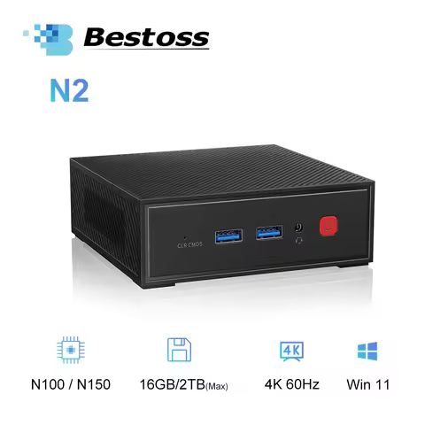 Bestoss N2 Mini PC Intel Alder Lake N100 Supports up to 16GB DDR4 512GB SSD Dual HDMI 4k 60Hz minipc