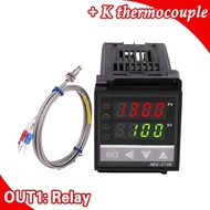 Dual Digital RKC PID Temperature Controller Relay Output REX-C100 with Sensor K Thermocouple