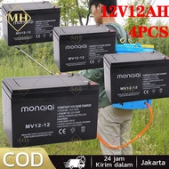 4pcs Aki Sepeda Listrik Satu Set Paket Hemat 12v 12 Ah Vrla Baterai Accu Tangki Alat Semprot Sprayer