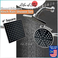 4" Inches Rainfall Shower Head Faucet Set With Shower Arm ROUND/ SQUARE 360 wall mounted shower set