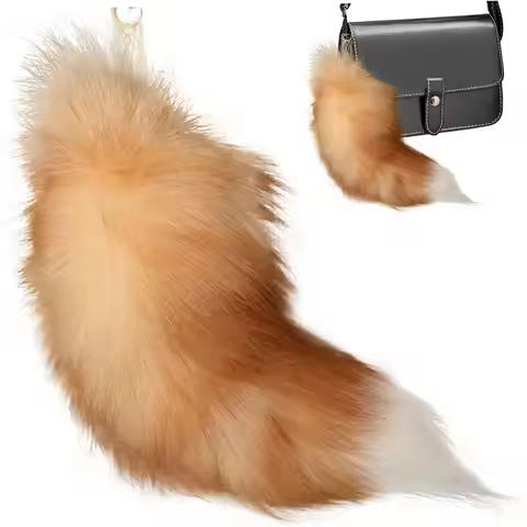 Creaative Faux Fur Fake Fox Tail Pendant Animal Tail Soft Fox Tail Keychain with Metal Clasp Fox Tai