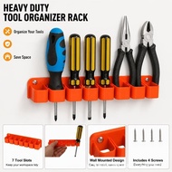 BT Garage Wall Mount Screwdriver Organizer Rack with 7Separated Slots Plastic Hand Tool Holders for 