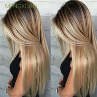 Wig Rambut Sintetis Model Panjang Lurus Warna Coklat Emas Hitam Pirang