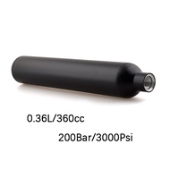 HPA M18*1.5 Scuba 0.36L Air Tank 200BAR 3000PSI Black Aluminum Gas Cylinder