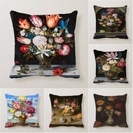 Flowers in a Glass by Ambrosius Bosschaert Short Plush Material Home Decorative Pillowcase Soft Cush