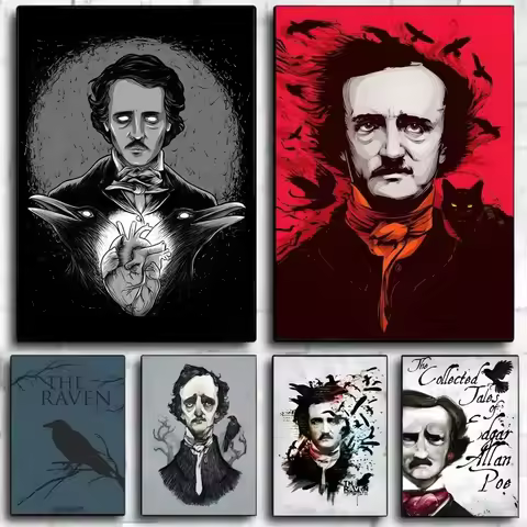 1PC E_Edgar A_Allan Poe Writer Poet Poster Wall Art Print Poster Decorative Mural Home Decor Gift Un