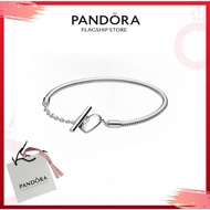 【Duty-Free Selection】Pandora Pure S925 Silver Latest Collection -Pandora Moments Heart T-Bar Snake C