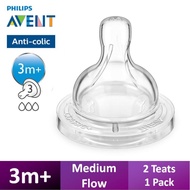 Puting Philips Avent Anti-colic Classic Silicone Nipple Teats Wide Neck Philips Avent 3m+ Medium Flo