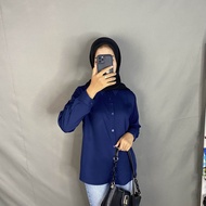 Dea basic shirt - kemeja basic wanita uniqlo kemeja kerja wanita lengan panjang full kancing atasan 