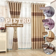 PIETRO Blackout Dim-Out Sunblock Curtain / Langsir FREE Hook or Ring for Sliding Door and Window