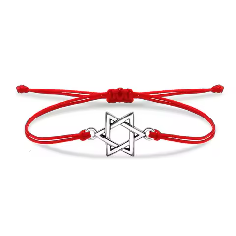Zinc Alloy Star Of Davids Charm Bracelet Women New Fashion Jewish Solomon's Seal Red String Handmade