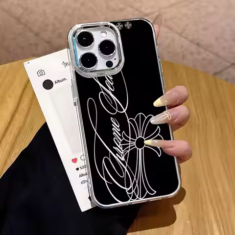 Luxury Brand C-Chrome H-Hearts Phone Case For IPhone 17 16 Air E 15 14 13 12 11 Plus Pro Max Electro