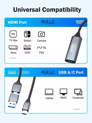 4K 30Hz U3 HDMI Video Capture Card 1080p 60fps USB 3.0 Type-C Audio Video Grabber for Macbook PS4 PC