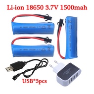 3.7V 1500Mah 18650 Li-Ion Battery + Charger Para Sa JJRC RC Stunt Car Q70 Q85 Toys SM Plug RC Boat C