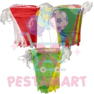 MERAH 17th August Red and White Fabric Triangle Flag (1 Set of 15 Flags)