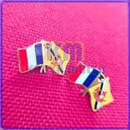 French and Brunei Friendship Flag Pin Cross Flag Pin French Brunei Pin Flag - Karya Mulya