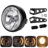 7" Universal 12V H4 35W Round Motorcycle Yellow LED Headlight w/